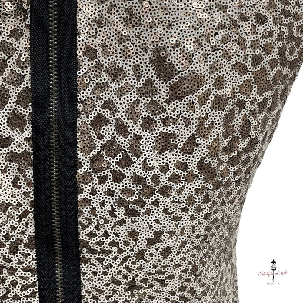 DKNY DKNYC Micro Sequin Snake Python Animal Print Dress Exposed Zip 2 4 XS - Picture 5 of 15